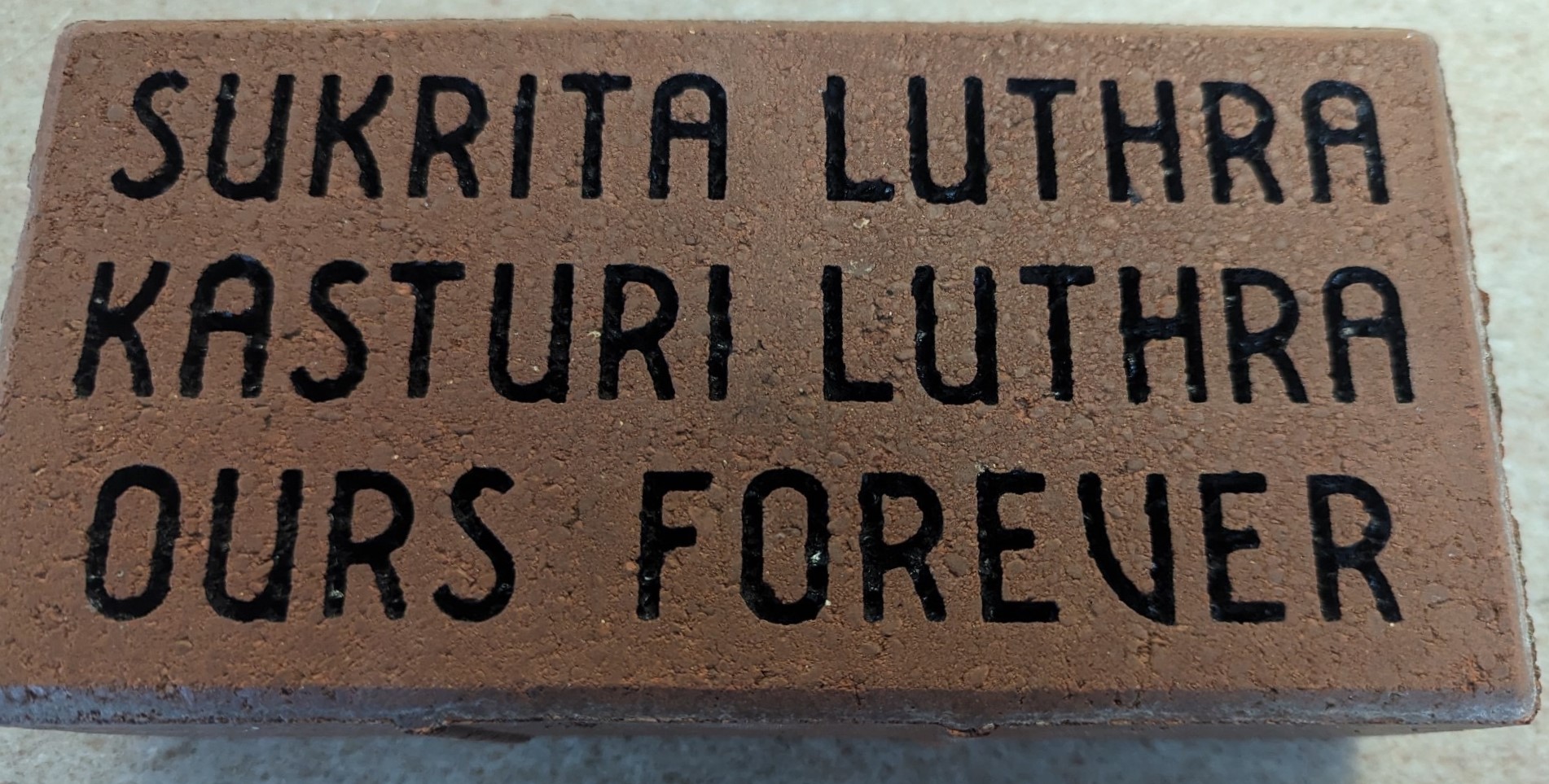 A sample of the Friends of Maybury State Park brick paver.